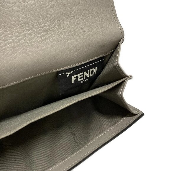 FENDI Peekaboo Gray Beige Leather - Bifold Wallet 387-042725 - Picture 8 of 9